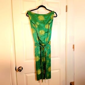 Vintage Asian green and gold cocktail dress
